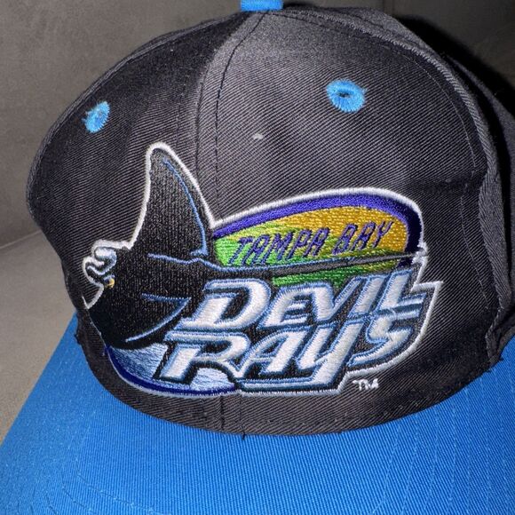 VINTAGE Tampa Bay Devil Rays Hat Cap Snap Back MLB Baseball Logo 7 90s - Picture 2 of 9
